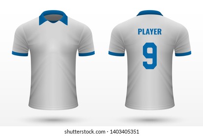 Realistic soccer shirt Brazil 2019, jersey template for football kit. Vector illustration