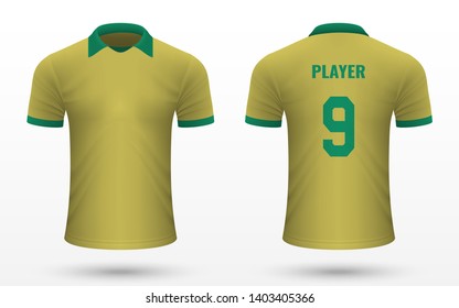 Realistic soccer shirt Brazil 2019, jersey template for football kit. Vector illustration