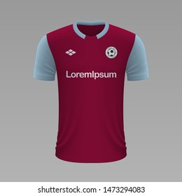 Realistic soccer shirt Burnley 2020, jersey template for football kit. Vector illustration