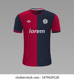 Realistic soccer shirt Cagliari 2020, jersey template for football kit. Vector illustration