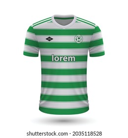 Realistic soccer shirt Celtic 2022, jersey template for football kit. Vector illustration 