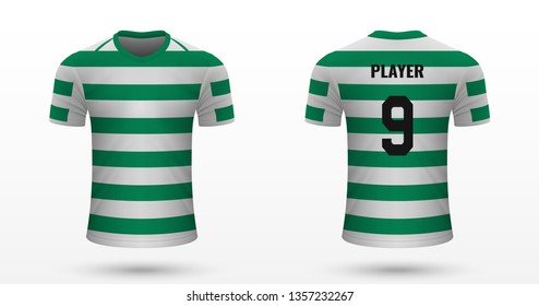 Realistic soccer shirt Celtic, jersey template for football kit