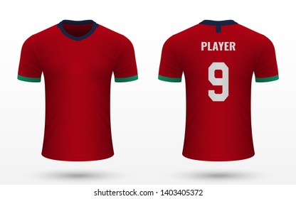 Realistic soccer shirt Chile 2019, jersey template for football kit. Vector illustration