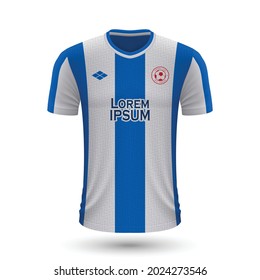 Realistic soccer shirt Espanyol 2022, jersey template for football kit. Vector illustration 