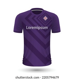 Realistic soccer shirt Fiorentina , jersey template for football kit 2022