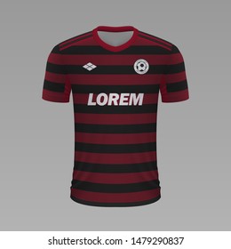 Realistic soccer shirt Flamengo 2020, jersey template for football kit. Vector illustration