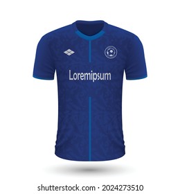 Realistic soccer shirt Getafe 2022, jersey template for football kit. Vector illustration 