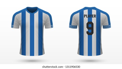 Realistic soccer shirt Huddersfield Town, jersey template for football kit. Vector illustration