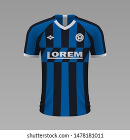 Realistic soccer shirt Inter 2020, jersey template for football kit. Vector illustration