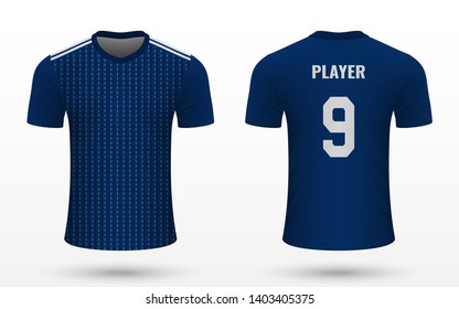 Realistic soccer shirt Japan 2019, jersey template for football kit. Vector illustration