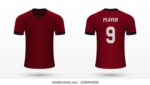 Realistic soccer shirt Nürnberg, jersey template for football kit. Vector illustration