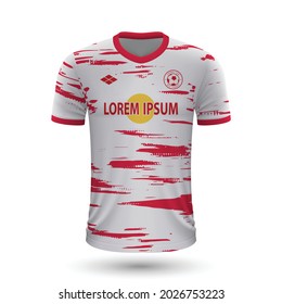 Realistic Soccer Shirt Leipzig 2022, Jersey Template For Football Kit. Vector Illustration 