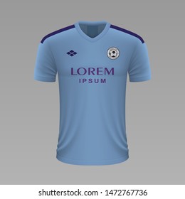 Realistic soccer shirt Manchester City 2020, jersey template for football kit. Vector illustration