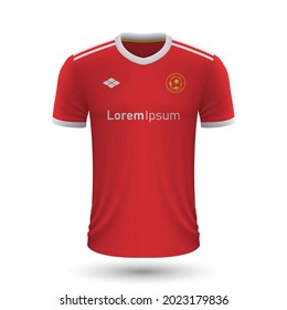 Realistic soccer shirt Manchester United 2022, jersey template for football kit. Vector illustration 