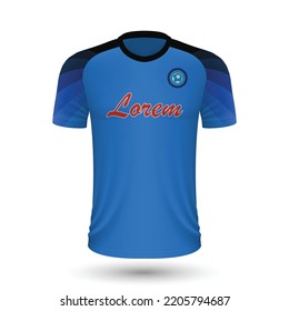 Realistic soccer shirt Napoli, jersey template for football kit 2022