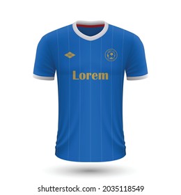 Realistic soccer shirt Rangers 2022, jersey template for football kit. Vector illustration 