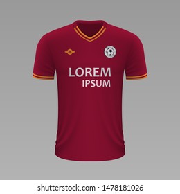 Realistic soccer shirt Roma 2020, jersey template for football kit. Vector illustration