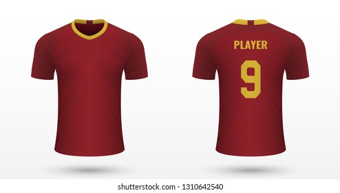 Realistic soccer shirt Roma, jersey template for football kit. Vector illustration