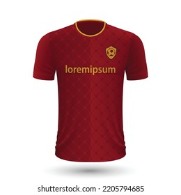 Realistic soccer shirt Roma, jersey template for football kit 2022