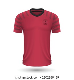 Realistic soccer shirt South Korea, jersey template for football kit