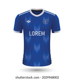 Realistic soccer shirt Strasbourg 2022, jersey template for football kit. Vector illustration 