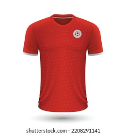 Realistic soccer shirt Tunisia, jersey template for football kit