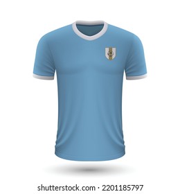 Realistic soccer shirt of Uruguay, jersey template for football kit