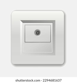 Toma realista. Ilustración vectorial de enchufe de tv. Adaptadores. Equipo eléctrico aislado en la pared para cable de televisión. Vector de enchufe de varios estándares para enchufe. Adaptadores Ac para aparatos eléctricos
