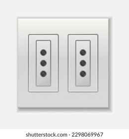 Realistic socket. Used in the Italy and Chile. Adapters. Isolated electrical equipment on wall. Type L. Vector multiple standards socket for plug