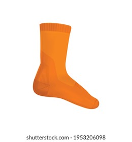 Realistic socks composition with isolated image of single orange sock with calf on blank background vector illustration