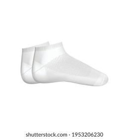 Realistic socks composition with pair of white socks on blank background vector illustration