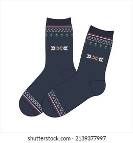 Realistic socks. White empty isolated foot wear mockup for brand identity or product design template. blank clothing set