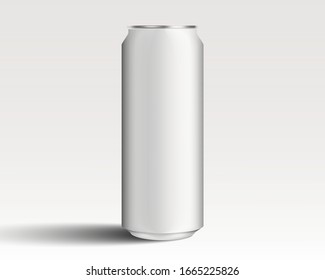 Realistic soda can mock up. Blank aluminium can template design. Beverage can set with copy space. 3d vector illustration.