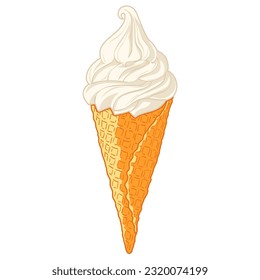 Realistic soft ice cream waffle cone. Ieice-cream in waffle cones with assorted of sundae
 vanilla, blueberries, berries, lavender, strawberry,  chocolate. Set of color various vector illustration
