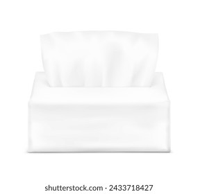 Realistic soft pack with facial tissue. Vector illustration isolated on white background. Can be use for template your design, presentation, promo, ad. EPS10.