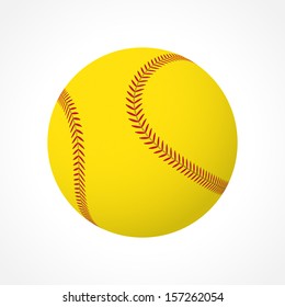 Realistic softball ball isolated on white background