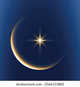 Realistic solar eclipse with a shining star inside. Vector on a blue background