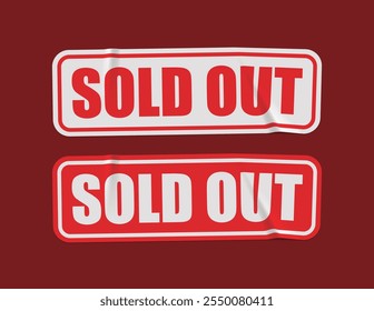 Realistic sold out sticker 3d