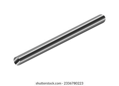 Realistic Solid SS bar vector. Stainless Steel solid rod. Steel rod vector.