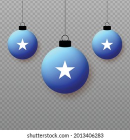 Realistic Somalia Flag with flying light balloons. Decorative elements for national holidays.