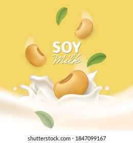 Realistic Soy milk splash vector background illustration