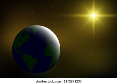 Realistic space background with planet Earth in the universe