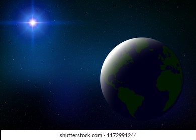 Realistic space background with planet Earth in the universe