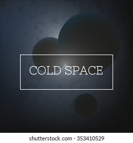 Realistic  space background (planets round sun beams).cosmic space.Light of the sun illuminates the dark planet.vector illustration eps10.