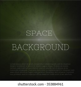 Realistic  space background (planets round sun beams).cosmic space.Light of the sun illuminates the dark planet.vector illustration eps10.