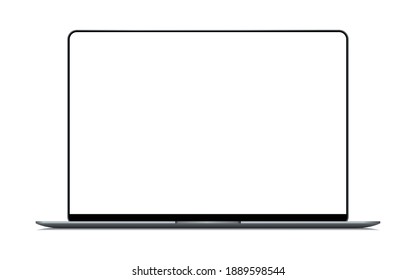 Realistic Space Gray Notebook with Blank Screen. 16 inch Scalable Laptop computer. Can be Used for Project, Presentation. Blank Device Mock Up. Separate Groups and Layers. Easily Editable EPS Vector