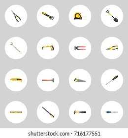 Realistic Spade, Claw, Chisel And Other Vector Elements. Set Of Instruments Realistic Symbols Also Includes Ruler, Pincers, Appliance Objects.