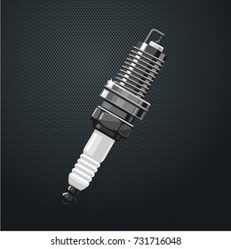 Realistic spark plug. Part of the engine. Motor car detail.