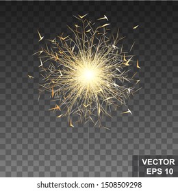 Realistic sparkler. New Year. Holiday. Bright. For your design.