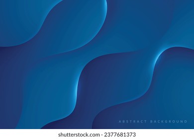 realistic sparkling dark blue paper cut wave vector pattern abstract background